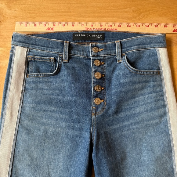 VERONICA BEARD DEBBIE SKINNY HI RISE JEANS TUXEDO BEACON CROPPED BUTTON FLY 29/8 - Picture 7 of 10